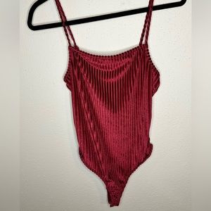 LA LA LAND - velvet bodysuit - maroon - size M